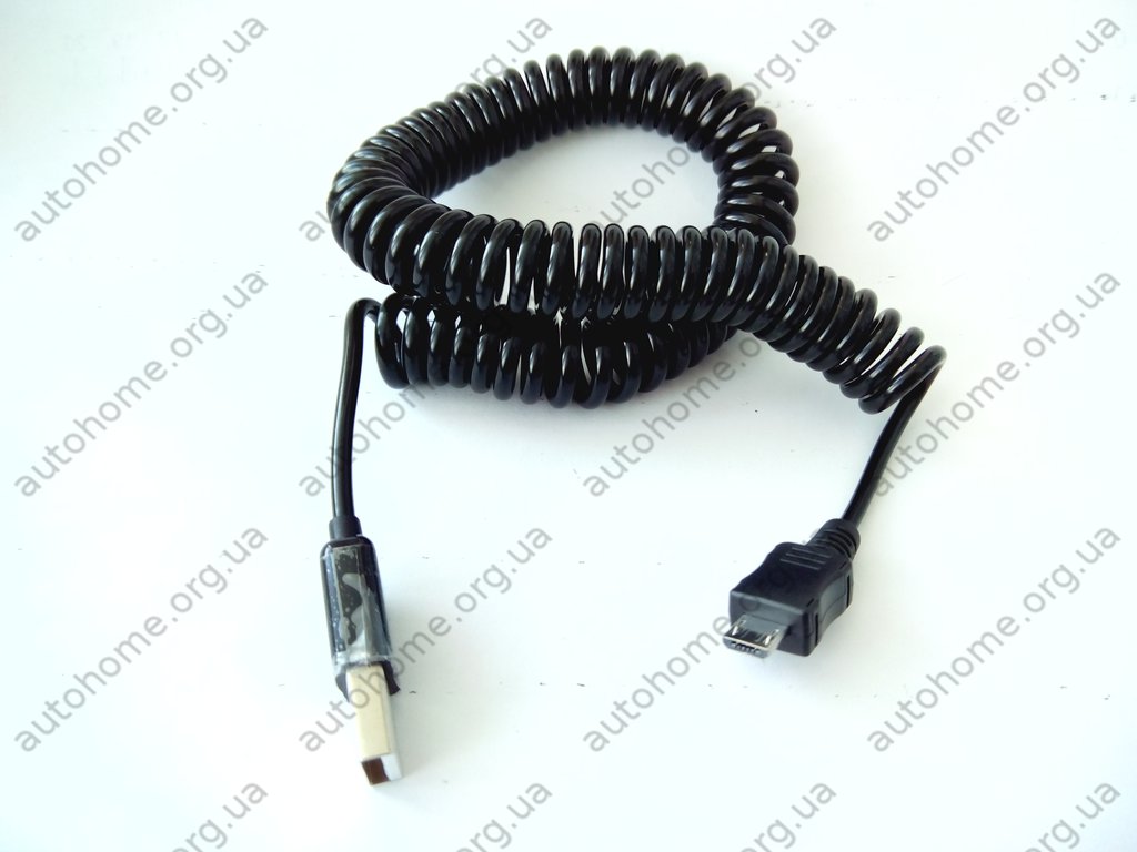 Cпиральный USB кабель длиной 3м.